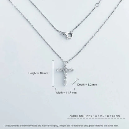 0.24 ctw Cross Round-Cut Lab-Grown Diamond Necklace in 18K White Gold