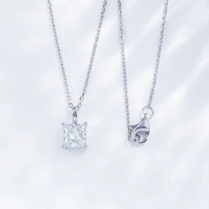 1.09 ct Minimalist Princess-Cut Lab-Grown Diamond Necklace in PT950 Platinum – APYPN0003-PT