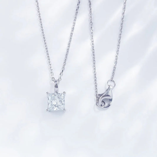 1.09 ct Minimalist Princess-Cut Lab-Grown Diamond Necklace in PT950 Platinum – APYPN0003-PT