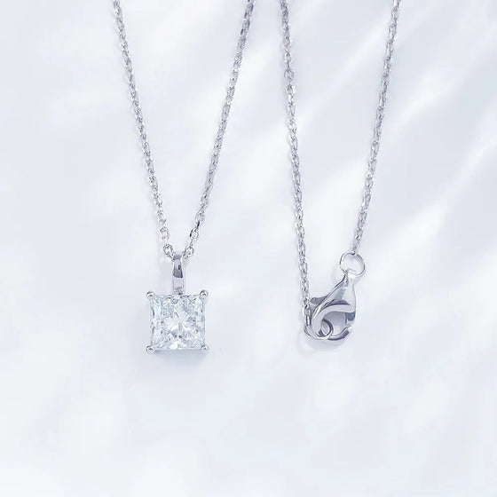 1.09 ct Minimalist Princess-Cut Lab-Grown Diamond Necklace in PT950 Platinum