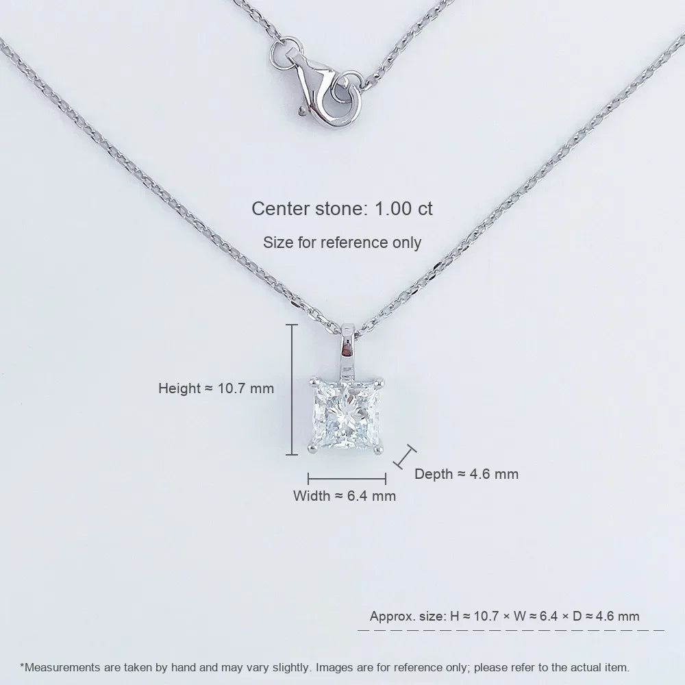 1.09 ct Minimalist Princess-Cut Lab-Grown Diamond Necklace in PT950 Platinum – APYPN0003-PT