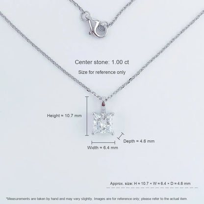 1.09 ct Minimalist Princess-Cut Lab-Grown Diamond Necklace in PT950 Platinum – APYPN0003-PT