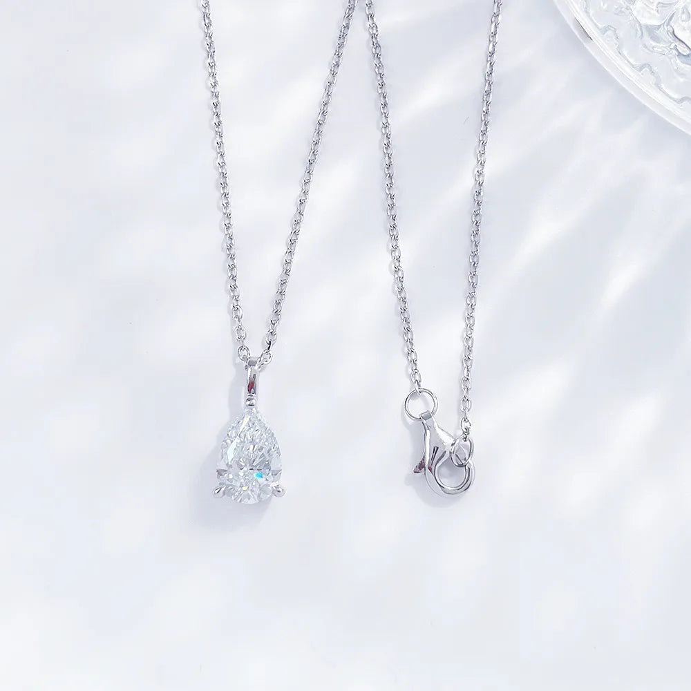 1.15 ct Minimalist Adjustable Pear-Cut Lab-Grown Diamond Necklace in PT950 Platinum – APYPN0004-PT
