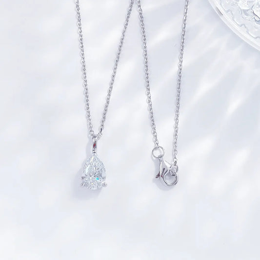 1.15 ct Minimalist Adjustable Pear-Cut Lab-Grown Diamond Necklace in PT950 Platinum – APYPN0004-PT