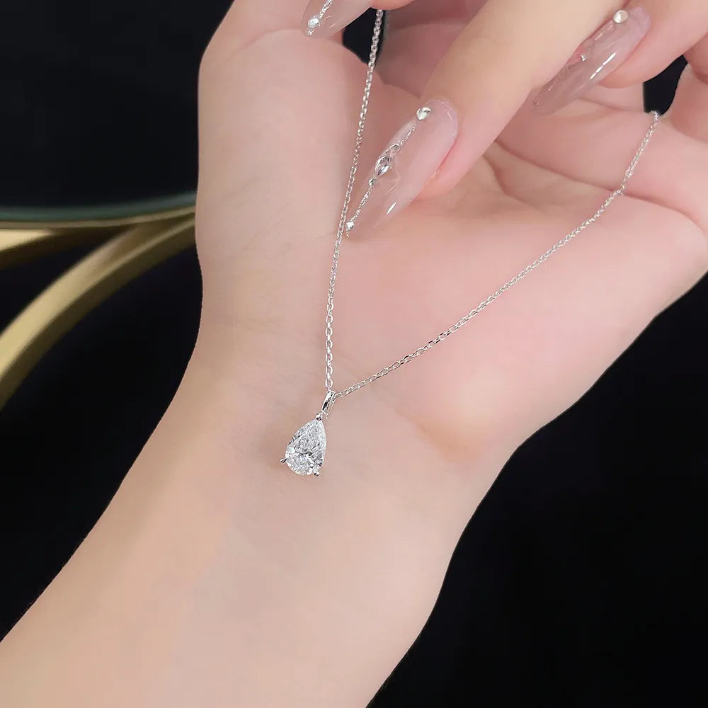1.15 ct Minimalist Adjustable Pear-Cut Lab-Grown Diamond Necklace in PT950 Platinum – APYPN0004-PT