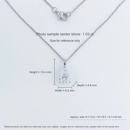 1.15 ct Minimalist Adjustable Pear-Cut Lab-Grown Diamond Necklace in PT950 Platinum – APYPN0004-PT