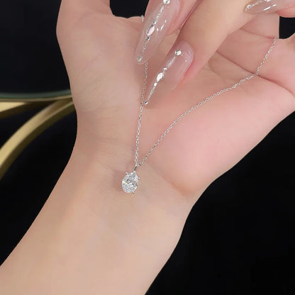 1 ct Minimalist Adjustable Pear-Cut Lab-Grown Diamond Necklace in PT950 Platinum – APYPN0005-PT