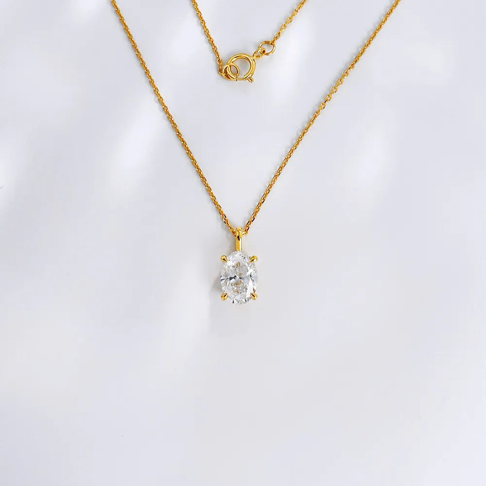 1 ct Minimalist Four-Prong Oval-Cut Lab-Grown Diamond Necklace in 18K Yellow Gold – APYPN0005-Y
