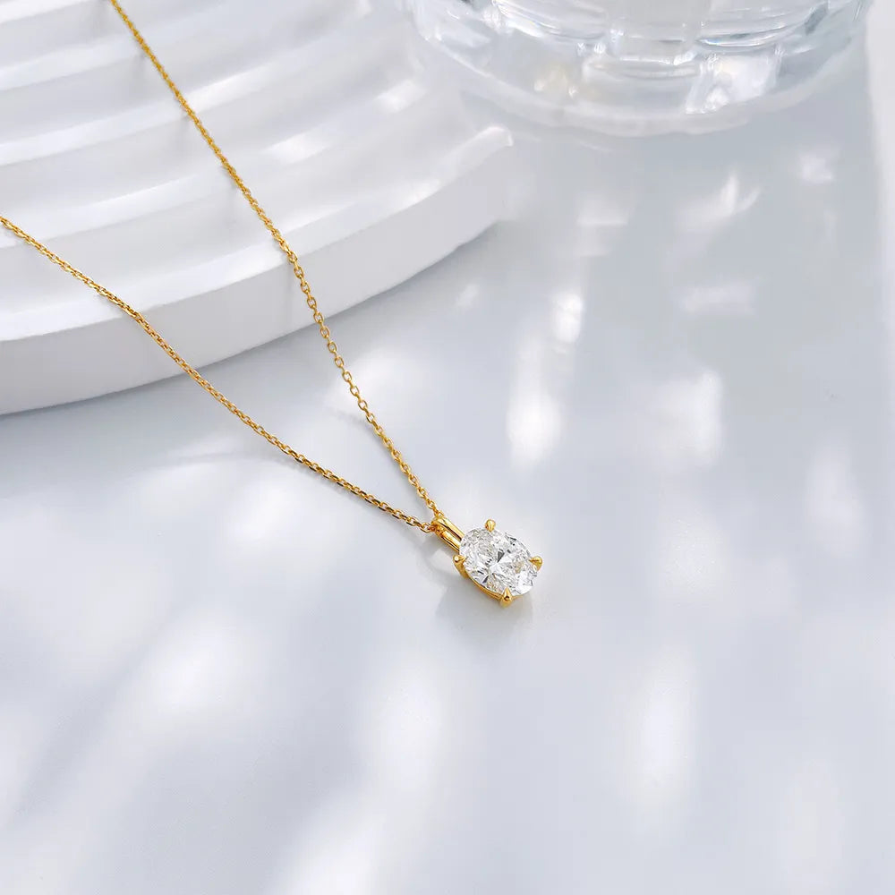 1 ct Minimalist Four-Prong Oval-Cut Lab-Grown Diamond Necklace in 18K Yellow Gold – APYPN0005-Y