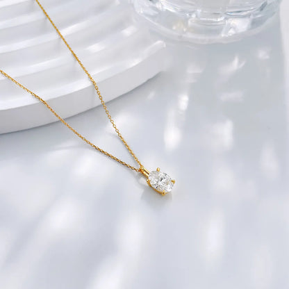 1 ct Minimalist Four-Prong Oval-Cut Lab-Grown Diamond Necklace in 18K Yellow Gold – APYPN0005-Y