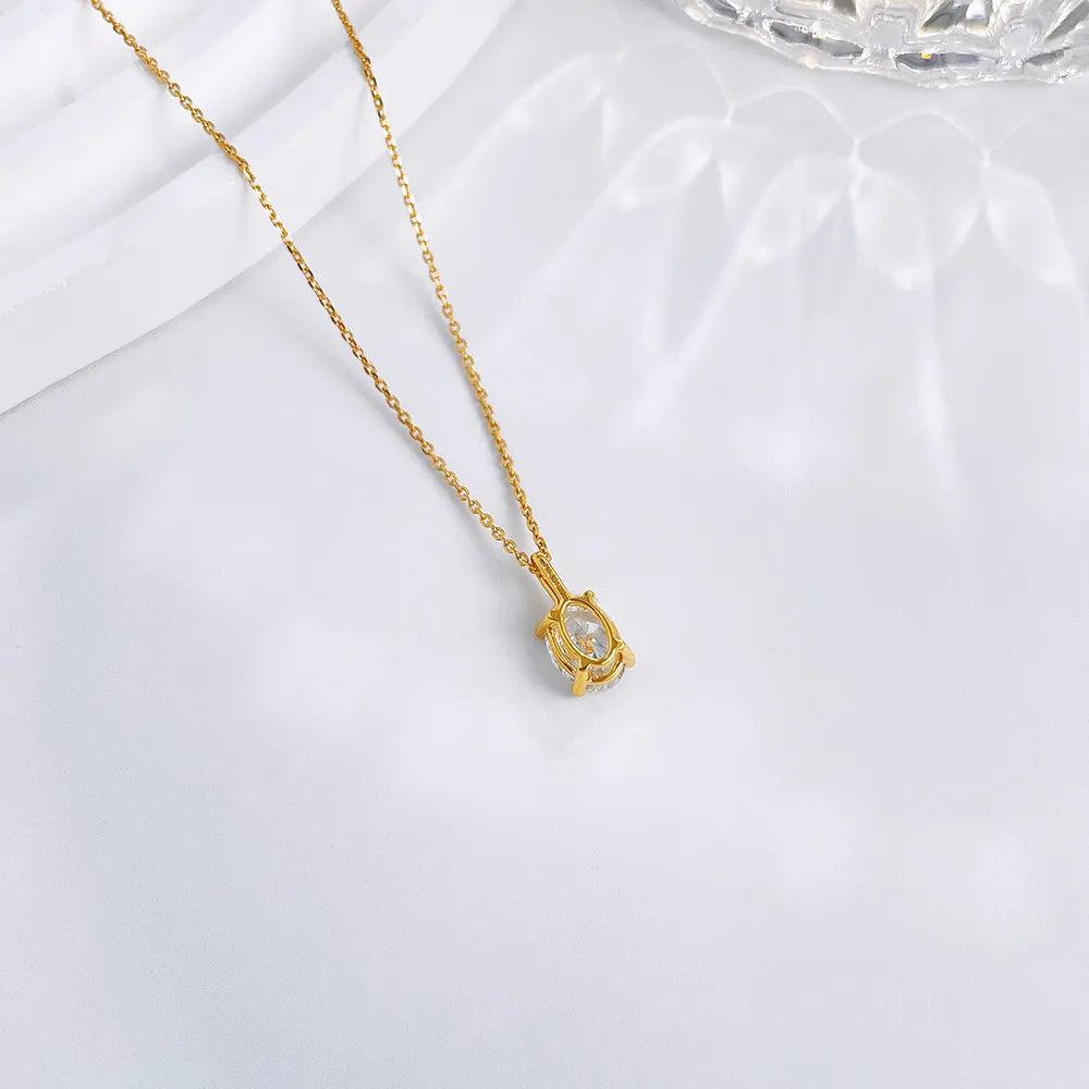1 ct Minimalist Four-Prong Oval-Cut Lab-Grown Diamond Necklace in 18K Yellow Gold – APYPN0005-Y