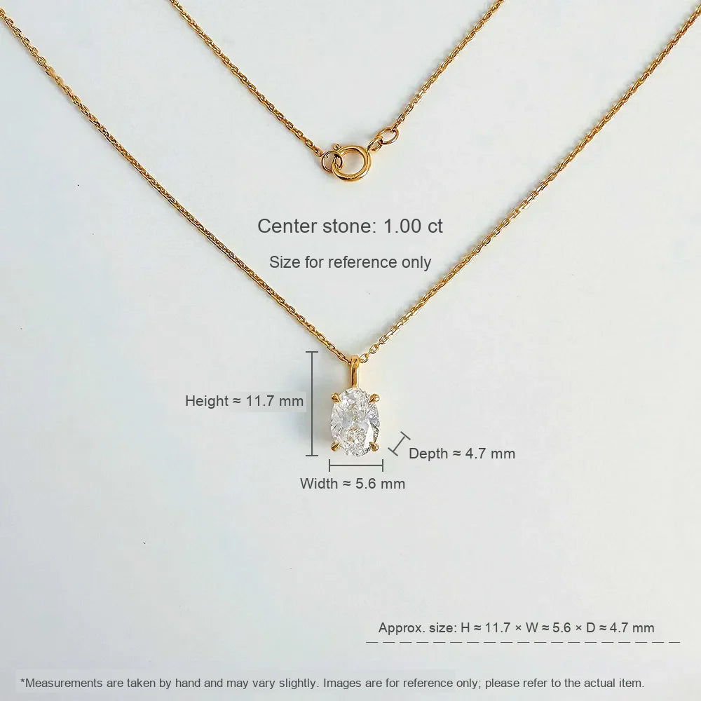 1 ct Minimalist Four-Prong Oval-Cut Lab-Grown Diamond Necklace in 18K Yellow Gold – APYPN0005-Y