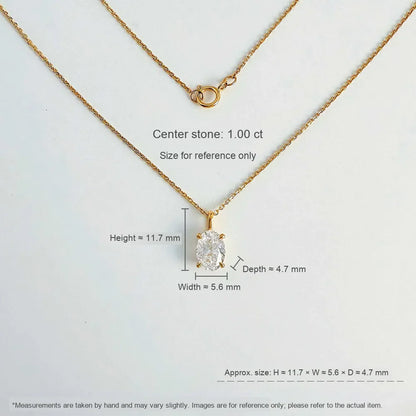 1 ct Minimalist Four-Prong Oval-Cut Lab-Grown Diamond Necklace in 18K Yellow Gold – APYPN0005-Y