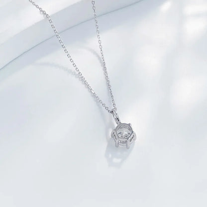 1.01 ct Minimalist Six-Prong Round-Cut Lab-Grown Diamond Necklace in 18K White Gold – APYPN0006-W