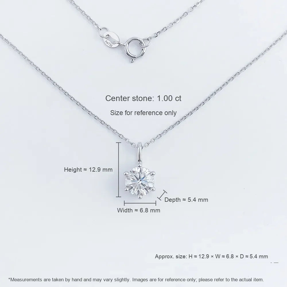 1.01 ct Minimalist Six-Prong Round-Cut Lab-Grown Diamond Necklace in 18K White Gold – APYPN0006-W