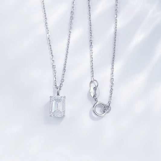 1.08 ct Minimalist Emerald-Cut Lab-Grown Diamond Necklace in PT950 Platinum – APYPN0013-PT