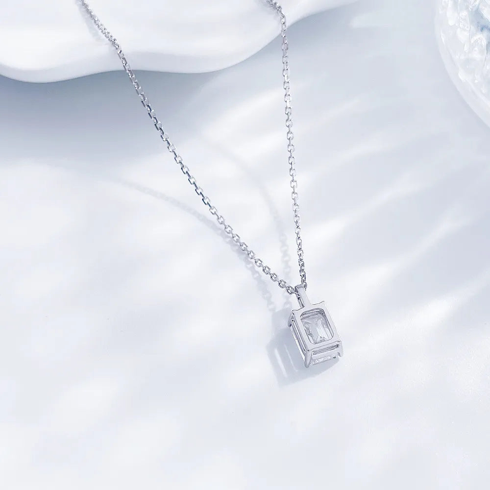 1.08 ct Minimalist Emerald-Cut Lab-Grown Diamond Necklace in PT950 Platinum – APYPN0013-PT