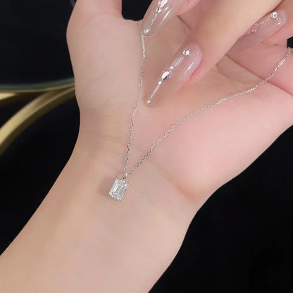 1.08 ct Minimalist Emerald-Cut Lab-Grown Diamond Necklace in PT950 Platinum – APYPN0013-PT
