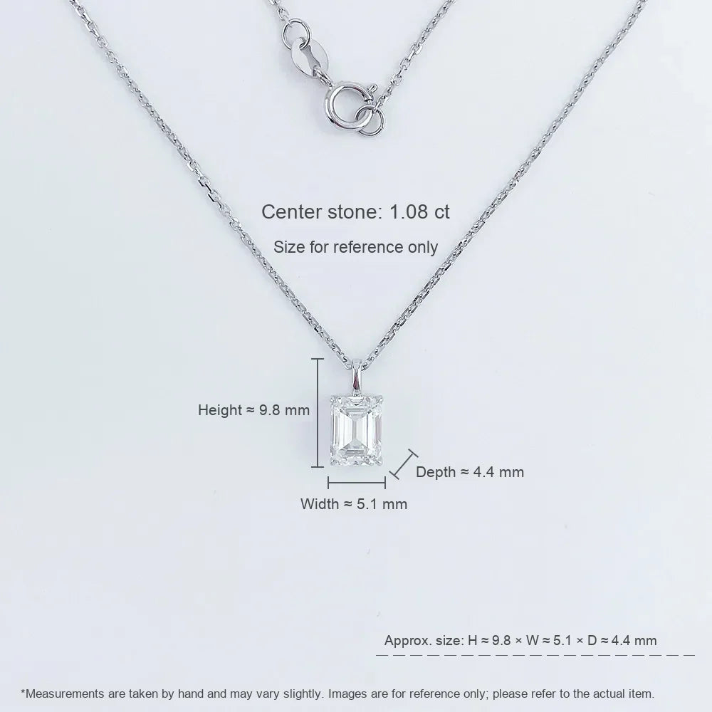 1.08 ct Minimalist Emerald-Cut Lab-Grown Diamond Necklace in PT950 Platinum – APYPN0013-PT