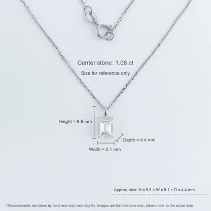 1.08 ct Minimalist Emerald-Cut Lab-Grown Diamond Necklace in PT950 Platinum – APYPN0013-PT