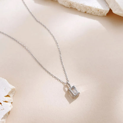 1.02 ct Minimalist Adjustable Emerald-Cut Lab-Grown Diamond Necklace in 925 Sterling Silver