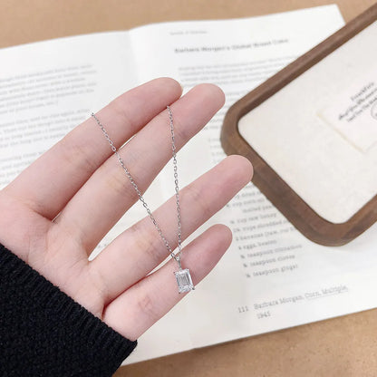 1.02 ct Minimalist Adjustable Emerald-Cut Lab-Grown Diamond Necklace in 925 Sterling Silver