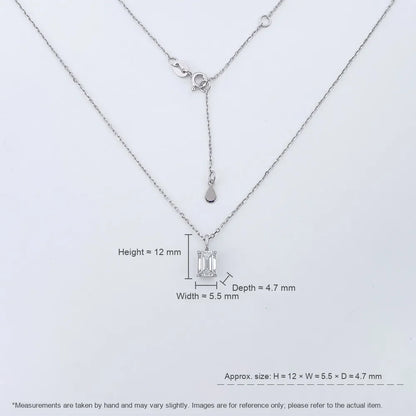 1.02 ct Minimalist Adjustable Emerald-Cut Lab-Grown Diamond Necklace in 925 Sterling Silver