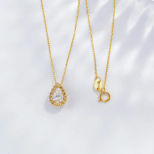 0.55 ct Pear-Cut Lab-Grown Diamond Necklace in 18K Yellow Gold