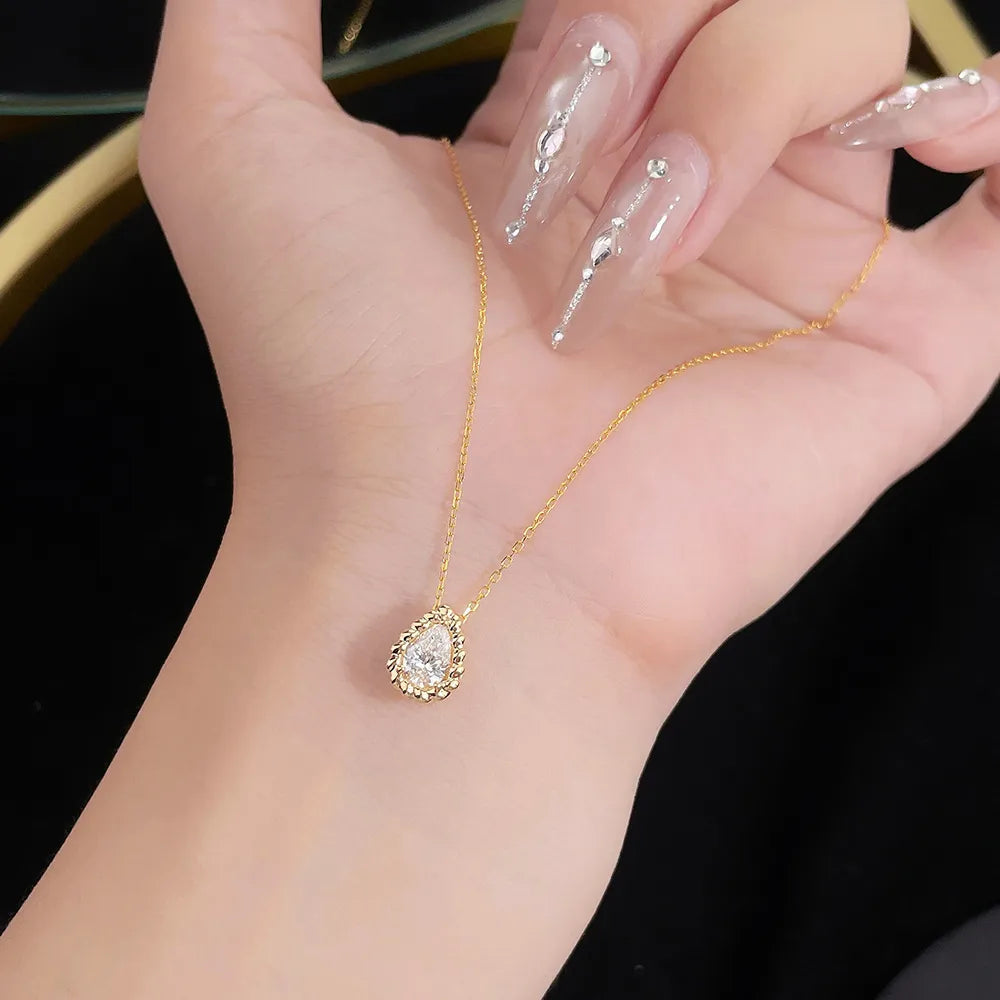 0.55 ct Pear-Cut Lab-Grown Diamond Necklace in 18K Yellow Gold
