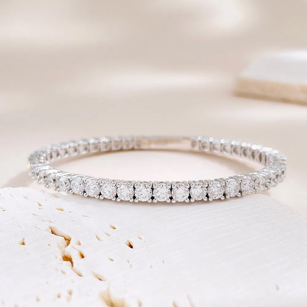Statement Round-Cut Lab-Grown Diamond Bangle in 18K White Gold