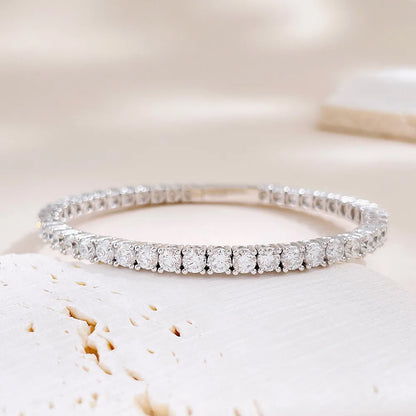 Statement Round-Cut Lab-Grown Diamond Bangle in 18K White Gold