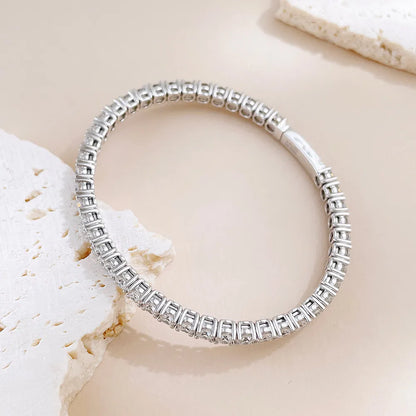 Statement Round-Cut Lab-Grown Diamond Bangle in 18K White Gold