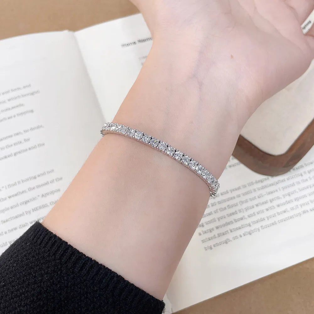 Statement Round-Cut Lab-Grown Diamond Bangle in 18K White Gold