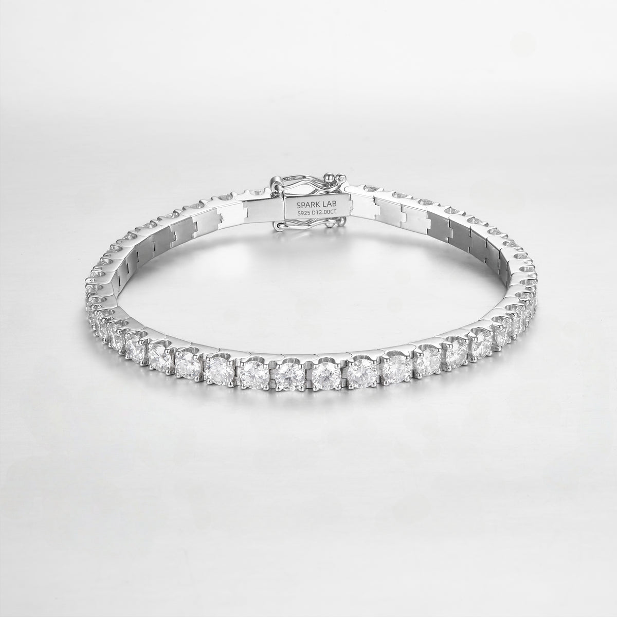 Thick Sterling Silver Tennis Bracelet（18K White Gold Plated）