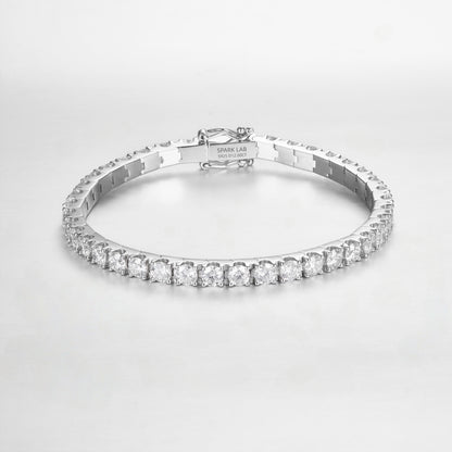 Thick Sterling Silver Tennis Bracelet（18K White Gold Plated）