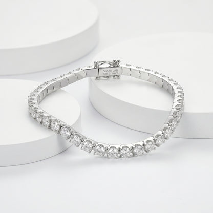 Thick Sterling Silver Tennis Bracelet（18K White Gold Plated）