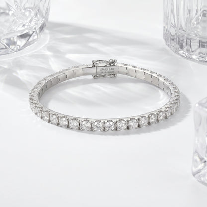Thick Sterling Silver Tennis Bracelet（18K White Gold Plated）