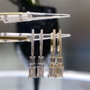 The Emerald Cut Linear Drop Earrings