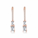 The Emerald Cut Linear Drop Earrings