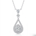 The Royal Pear Halo Drop Necklace