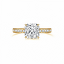 The Victoria - Square Radiant Cathedral Ring with Pave Accents
