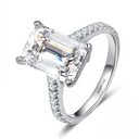 The Audrey - Emerald Cut Ring with Scalloped Pave Band