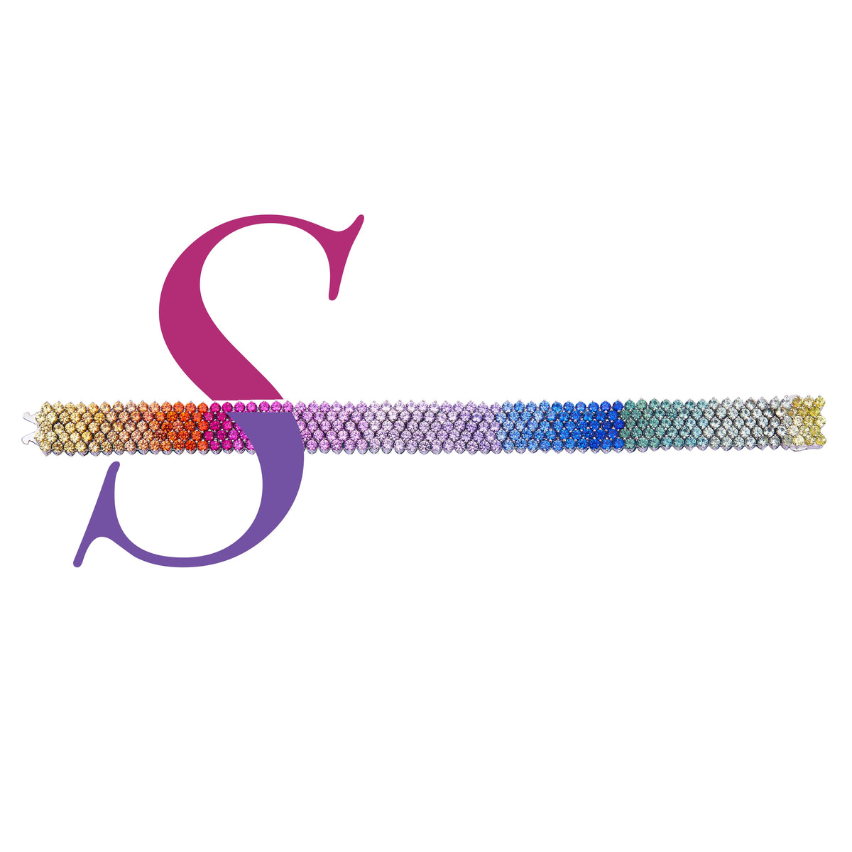 Chromatic Eden multicolored lab-grown sapphire face laid flat