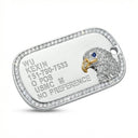 Iced Out Eagle Military ID Tag - Lab Grown Diamonds & Blue Sapphire Eye - SparkLab Gems