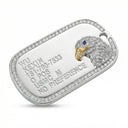 Iced Out Eagle Military ID Tag - Lab Grown Diamonds & Blue Sapphire Eye - SparkLab Gems