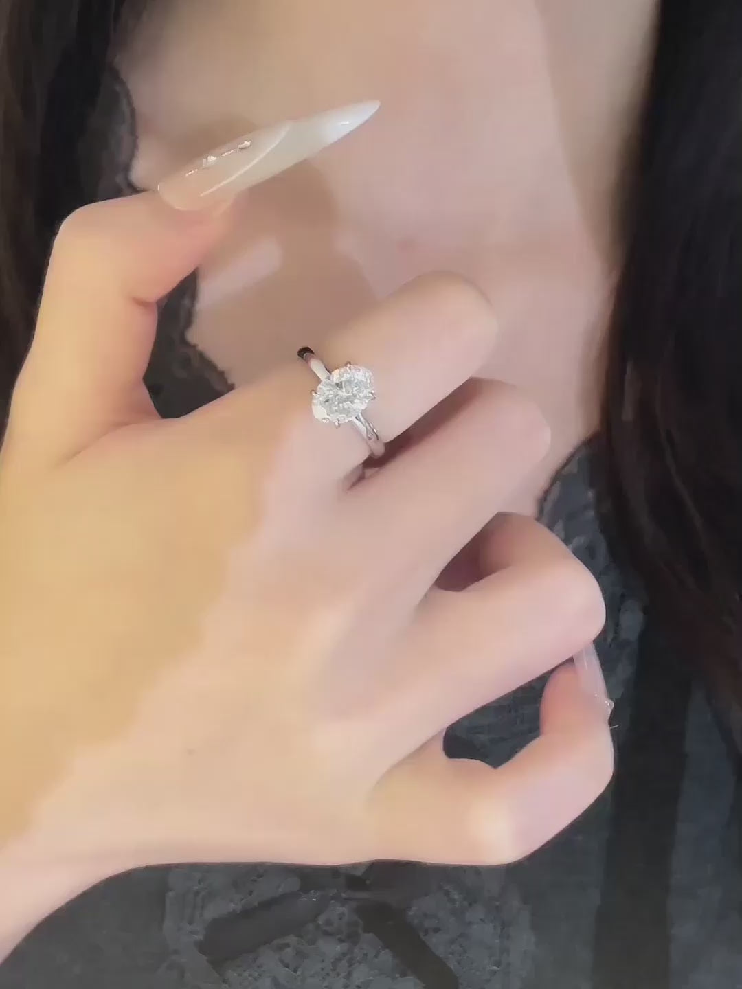 2.08 ct Minimalist Oval-Cut Lab-Grown Diamond Ring in PT950 Platinum – APYFR0002-PT video