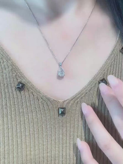 2.4 ct Minimalist Pear-Cut Lab-Grown Diamond Necklace in PT950 Platinum video