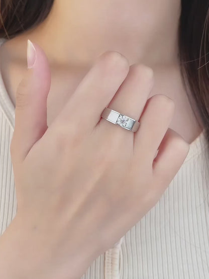 0.53 ct Minimalist Princess-Cut Lab-Grown Diamond Ring in 18K White Gold – APYMR0004-W video