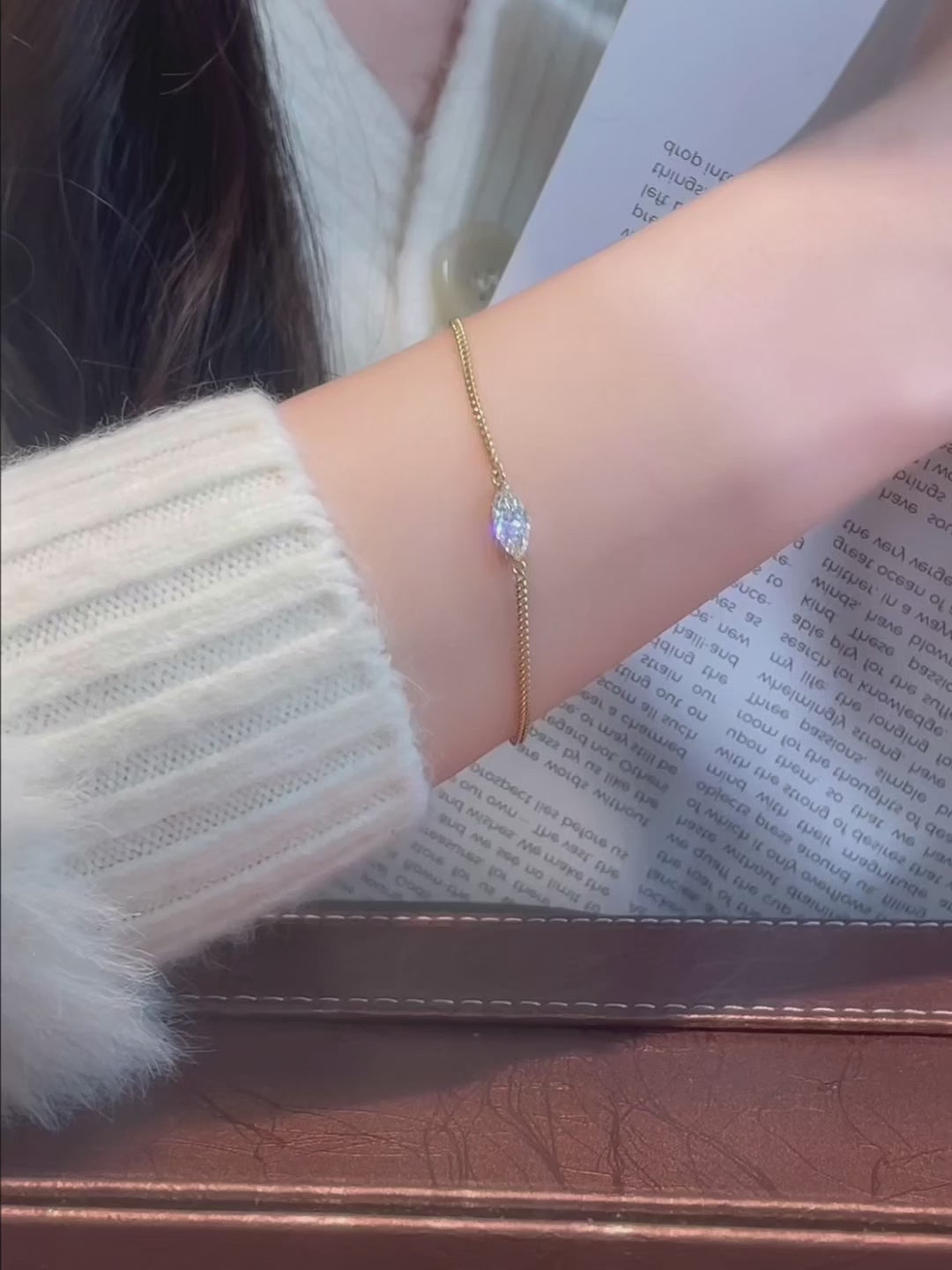 0.66 ctw Minimalist Marquise-Cut Lab-Grown Diamond Bracelet in 18K Yellow Gold