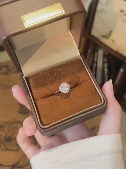 1 ct Floral Round-Cut Lab-Grown Diamond Ring in 18K White Gold – APYFR0288-W video